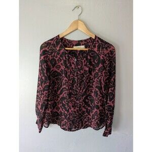 Whimsigoth sheer top, Petite MP, red and black fairy core blouse, y2k Loft